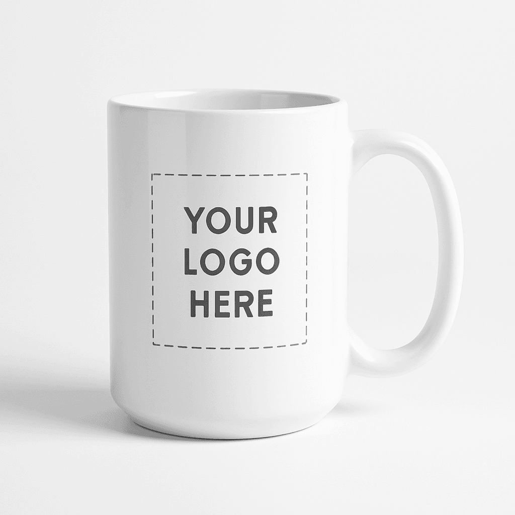 15 oz White Ceramic Mug