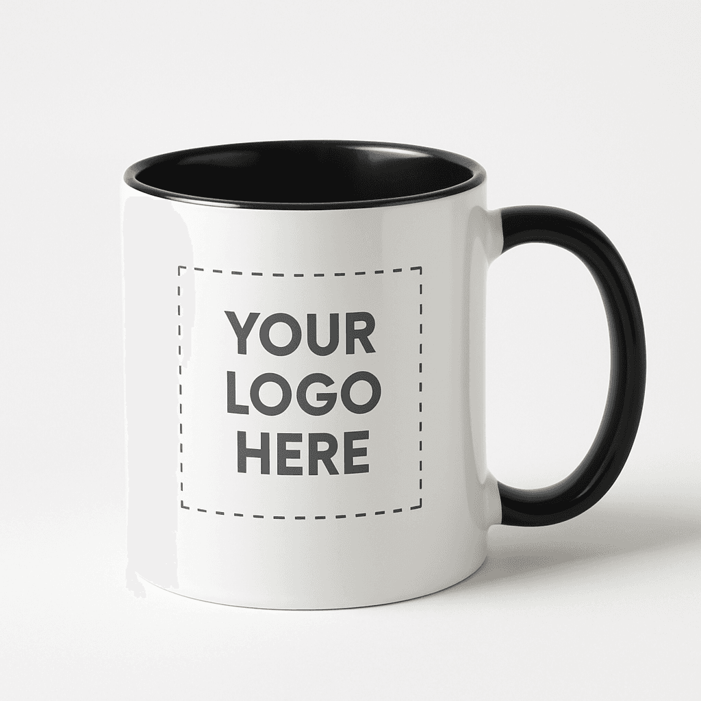 White Mug with Black Interior & Handle