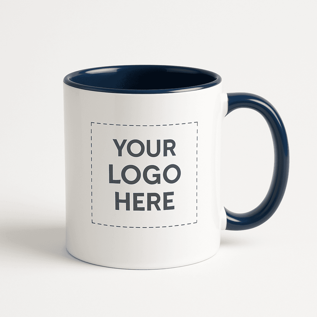 White Mug with Navy Interior & Handle