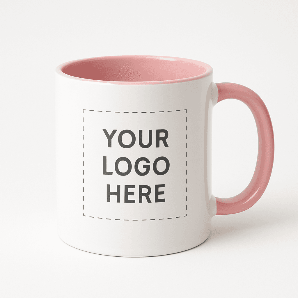 White Mug with Pink Interior & Handle