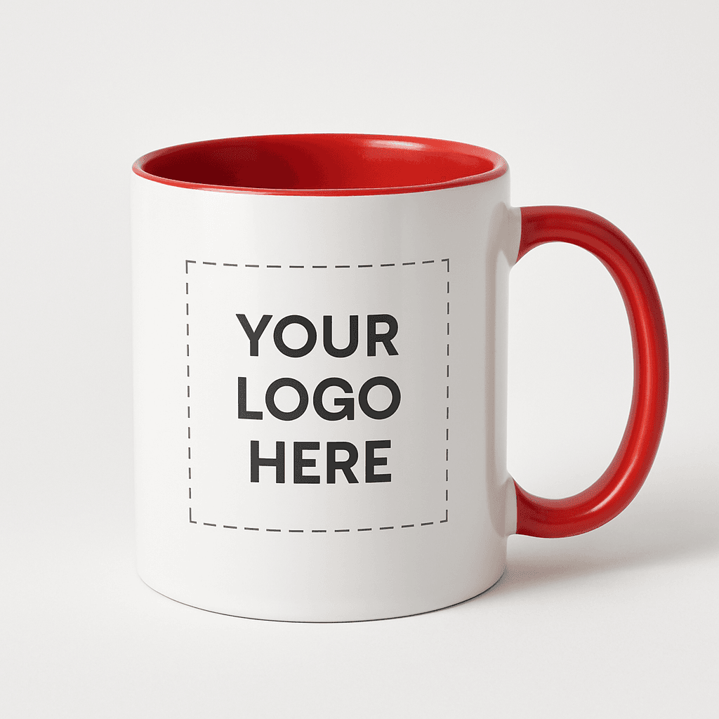 White Mug with Red Interior & Handle